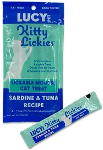 17pc 2oz Lucy Pet Kitty Lickies Mousse Cat Treat Sardine & Tuna Display - Treats